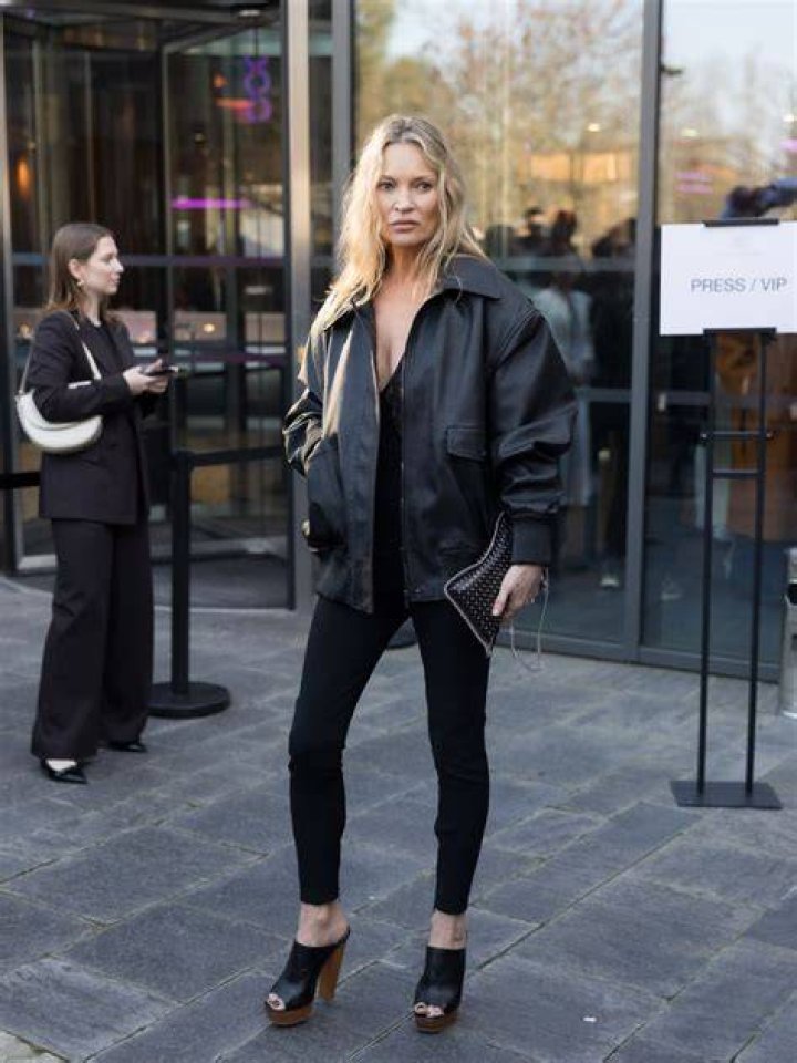 Kate Moss red leather leggings skinnies and leopard print motorcycle